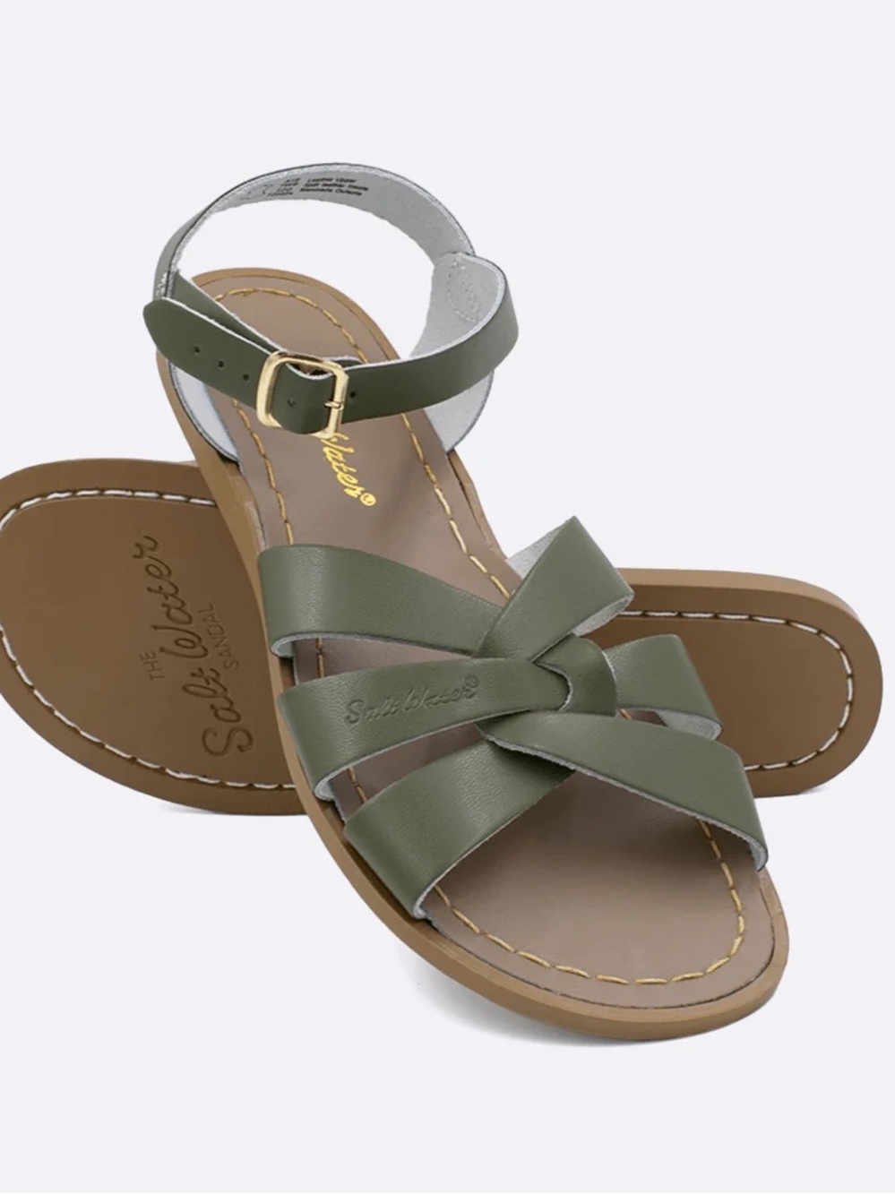 Salt Water Women’s Olive Green Strappy Leather Ankle Sandals Sz 10